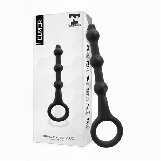 TARDENOCHE - ELMER PLUG ANAL CON ARO DE FÁCIL EXTRACCIÓN SILICONA NEGRO
