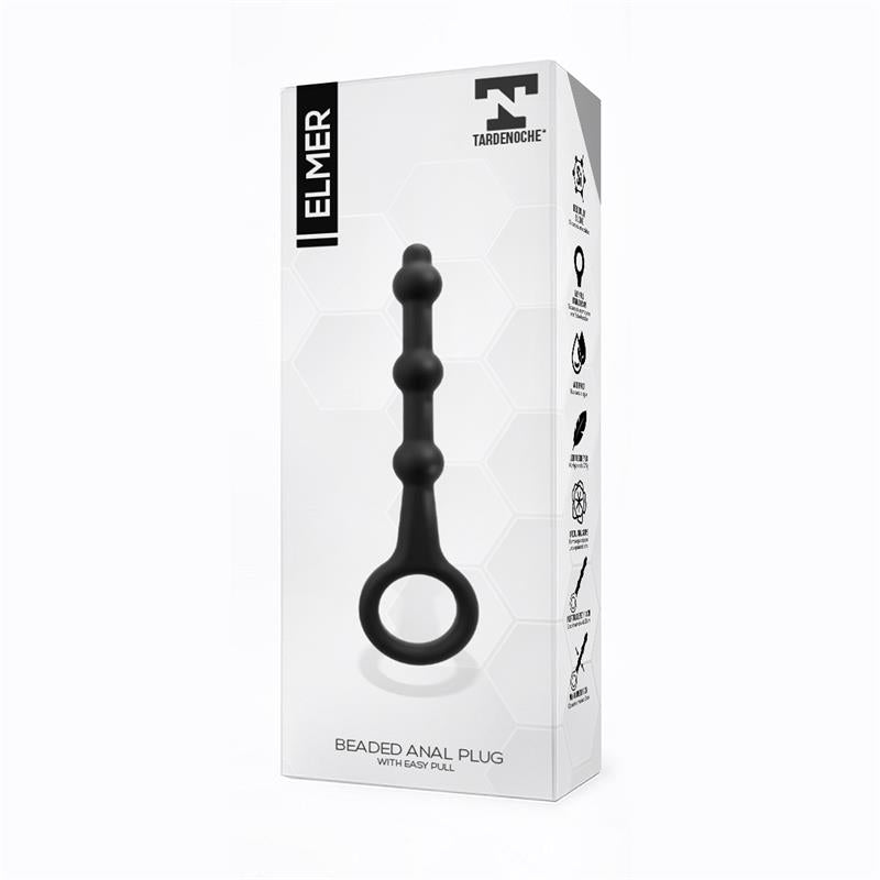 TARDENOCHE - ELMER PLUG ANAL CON ARO DE FÁCIL EXTRACCIÓN SILICONA NEGRO