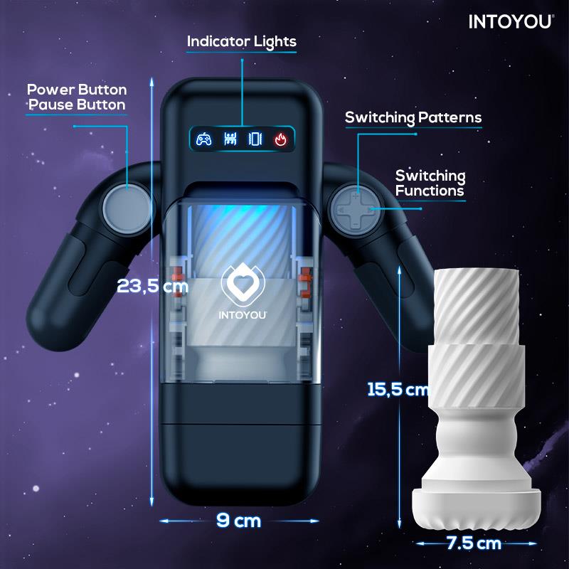 INTOYOU - ELON MASTURBADOR INTELIGENTE FUNCIÓN UP AND DOWN, CALOR, VIBRACIÓN Y SOPORTE MOVIL