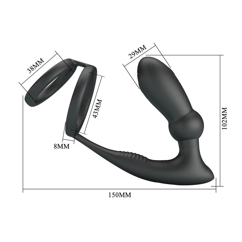 PRETTYLOVE - EMONI ANILLO VIBRADOR PARA EL PENE Y PLUG ANAL