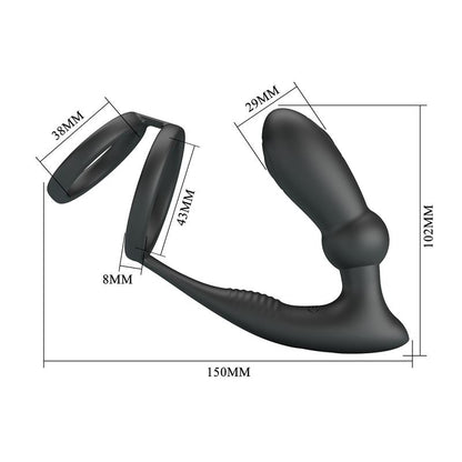 PRETTYLOVE - EMONI ANILLO VIBRADOR PARA EL PENE Y PLUG ANAL