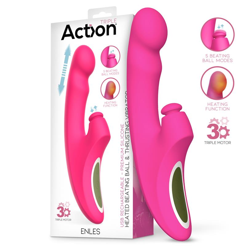 ACTION - ENLES VIBRADOR CON BEATING BALL, THRUSTING Y FUNCIÓN DE CALOR