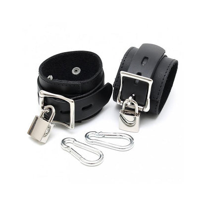 BONDAGE PLAY - ESPOSAS CUERO CON CANDADO Y MOSQUETÓN