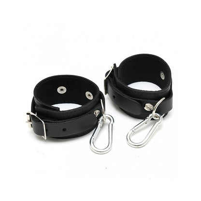 BONDAGE PLAY - ESPOSAS CUERO NEGRO CON MOSQUETONES