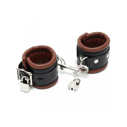 BONDAGE PLAY - ESPOSAS CUERO NEGRO Y MARRÓN 7CM CANDADOS