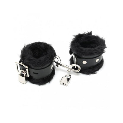 BONDAGE PLAY - ESPOSAS CUERO Y PELO NEGRO 7CM CANDADOS