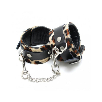 BONDAGE PLAY - ESPOSAS DE CUERO ESTAMPADO LEOPARDO  AJUSTABLE