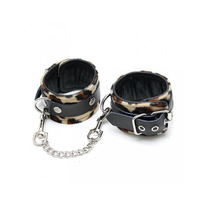 BONDAGE PLAY - ESPOSAS DE CUERO ESTAMPADO LEOPARDO  AJUSTABLE