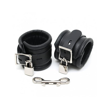BONDAGE PLAY - ESPOSAS DE CUERO NEGRO CON CANDADOS 7CM