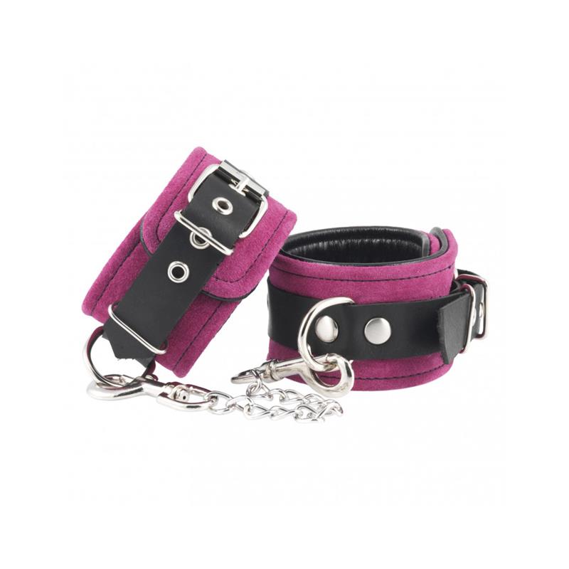BONDAGE PLAY - ESPOSAS DE CUERO ROSA AJUSTABLE