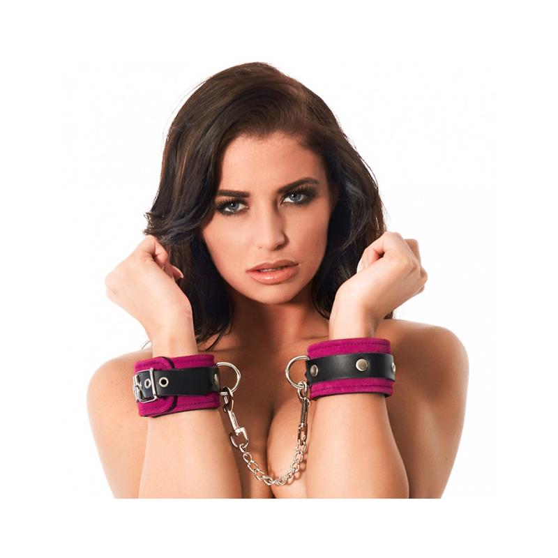 BONDAGE PLAY - ESPOSAS DE CUERO ROSA AJUSTABLE