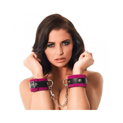 BONDAGE PLAY - ESPOSAS DE CUERO ROSA AJUSTABLE