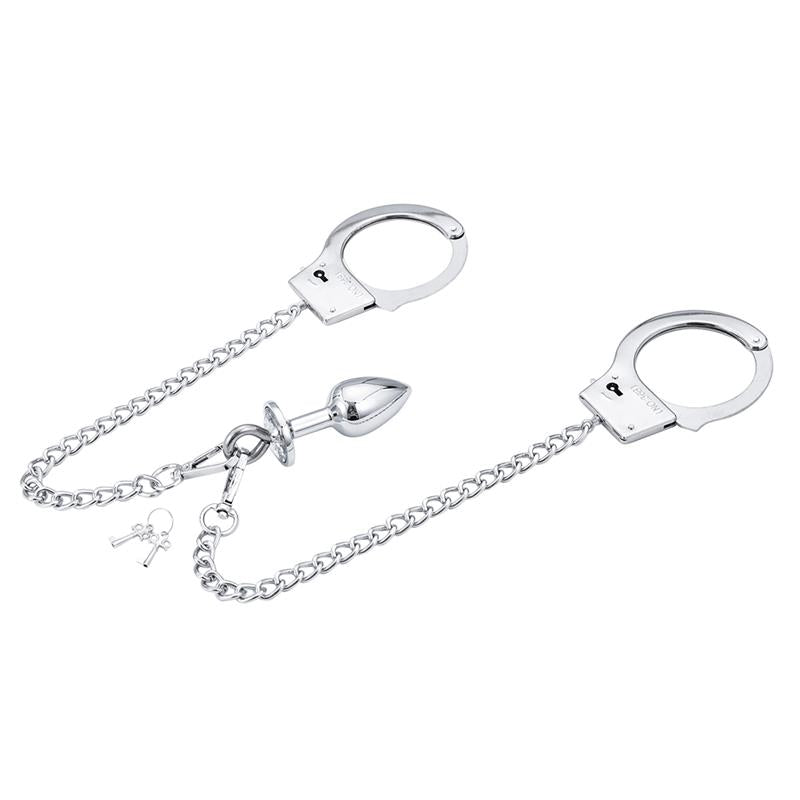 LATETOBED BDSM LINE - ESPOSAS DE METAL CON CADENA Y PLUG ANAL