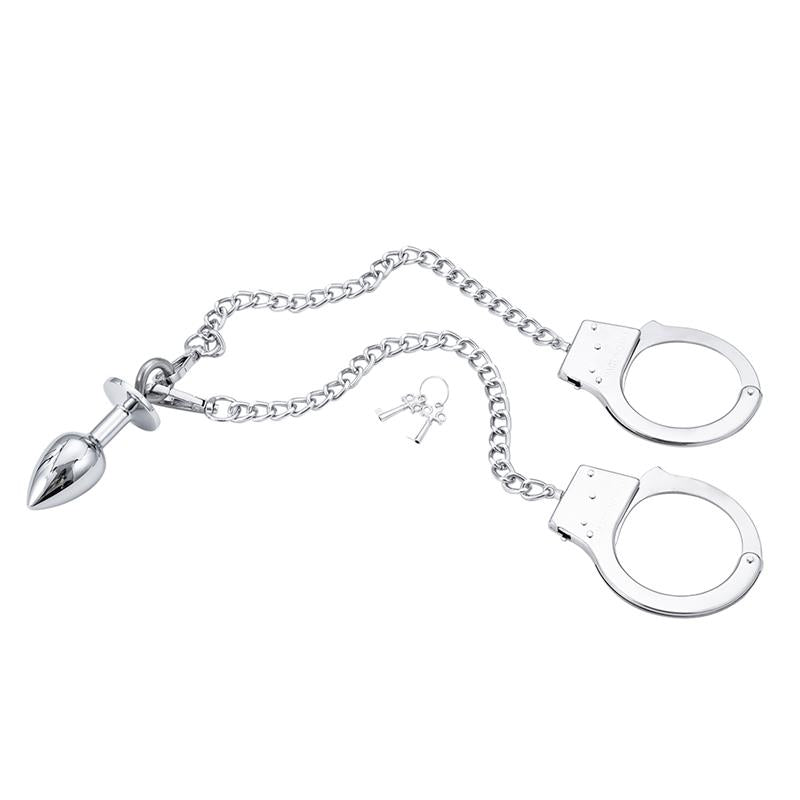 LATETOBED BDSM LINE - ESPOSAS DE METAL CON CADENA Y PLUG ANAL