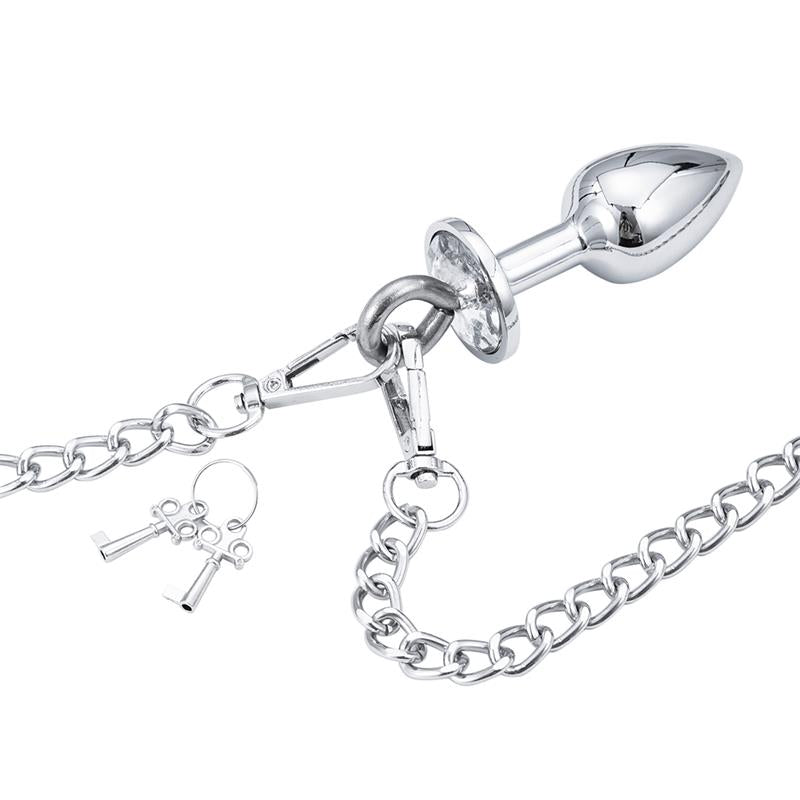 LATETOBED BDSM LINE - ESPOSAS DE METAL CON CADENA Y PLUG ANAL