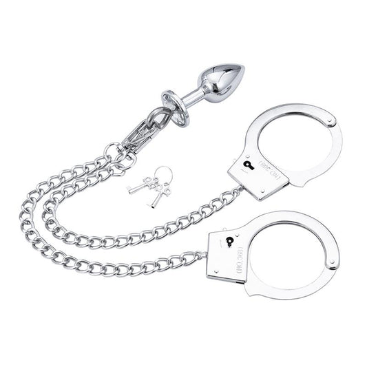 LATETOBED BDSM LINE - ESPOSAS DE METAL CON CADENA Y PLUG ANAL