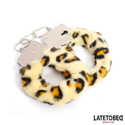 LATETOBED BDSM LINE - ESPOSAS DE METAL FURRY CON PELO ANIMAL PRINT LEOPARDO