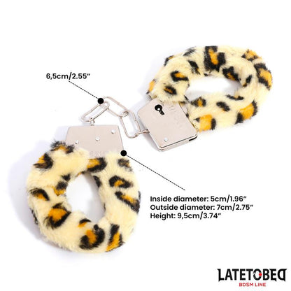 LATETOBED BDSM LINE - ESPOSAS DE METAL FURRY CON PELO ANIMAL PRINT LEOPARDO