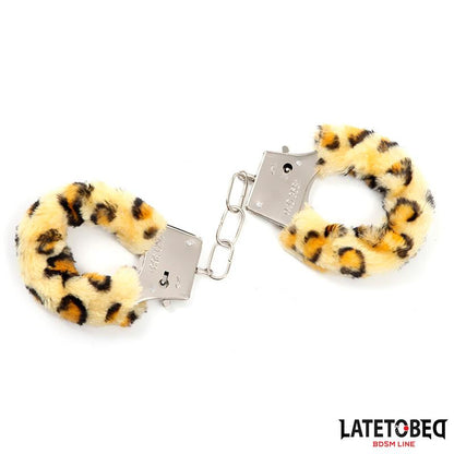 LATETOBED BDSM LINE - ESPOSAS DE METAL FURRY CON PELO ANIMAL PRINT LEOPARDO