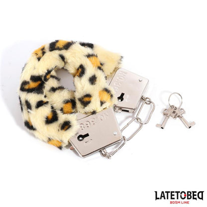 LATETOBED BDSM LINE - ESPOSAS DE METAL FURRY CON PELO ANIMAL PRINT LEOPARDO