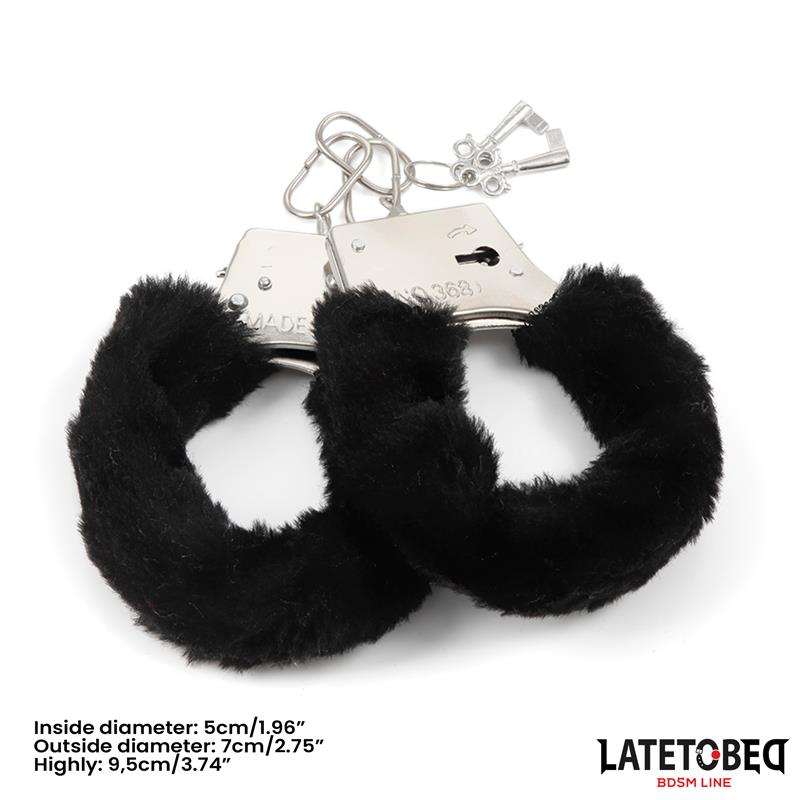 LATETOBED BDSM LINE - ESPOSAS DE METAL FURRY CON PELO NEGRO