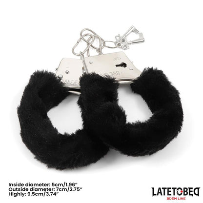 LATETOBED BDSM LINE - ESPOSAS DE METAL FURRY CON PELO NEGRO