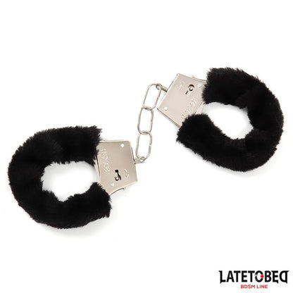 LATETOBED BDSM LINE - ESPOSAS DE METAL FURRY CON PELO NEGRO