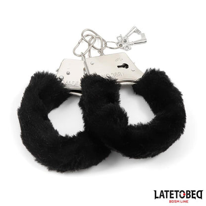 LATETOBED BDSM LINE - ESPOSAS DE METAL FURRY CON PELO NEGRO
