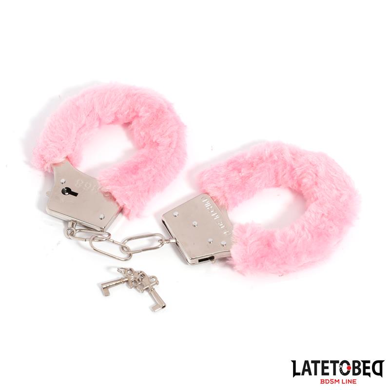 LATETOBED BDSM LINE - ESPOSAS DE METAL FURRY CON PELO ROSA
