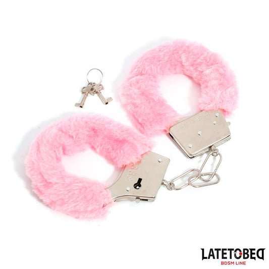 LATETOBED BDSM LINE - ESPOSAS DE METAL FURRY CON PELO ROSA