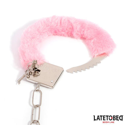 LATETOBED BDSM LINE - ESPOSAS DE METAL FURRY CON PELO ROSA