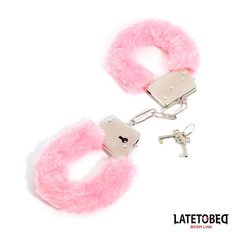 LATETOBED BDSM LINE - ESPOSAS DE METAL FURRY CON PELO ROSA