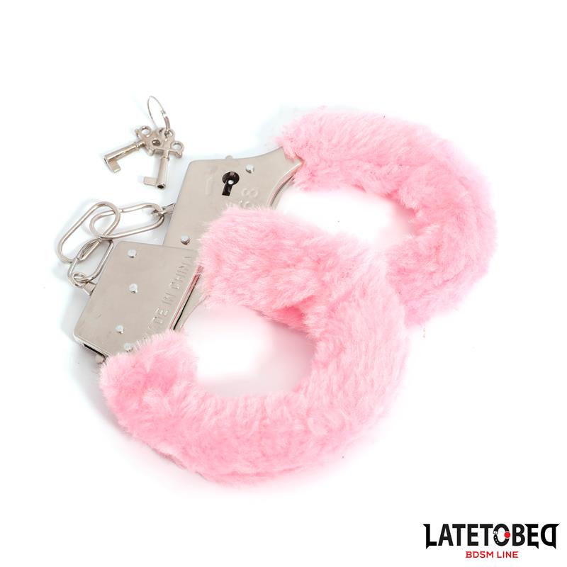 LATETOBED BDSM LINE - ESPOSAS DE METAL FURRY CON PELO ROSA