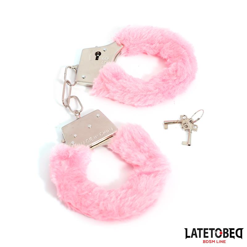 LATETOBED BDSM LINE - ESPOSAS DE METAL FURRY CON PELO ROSA