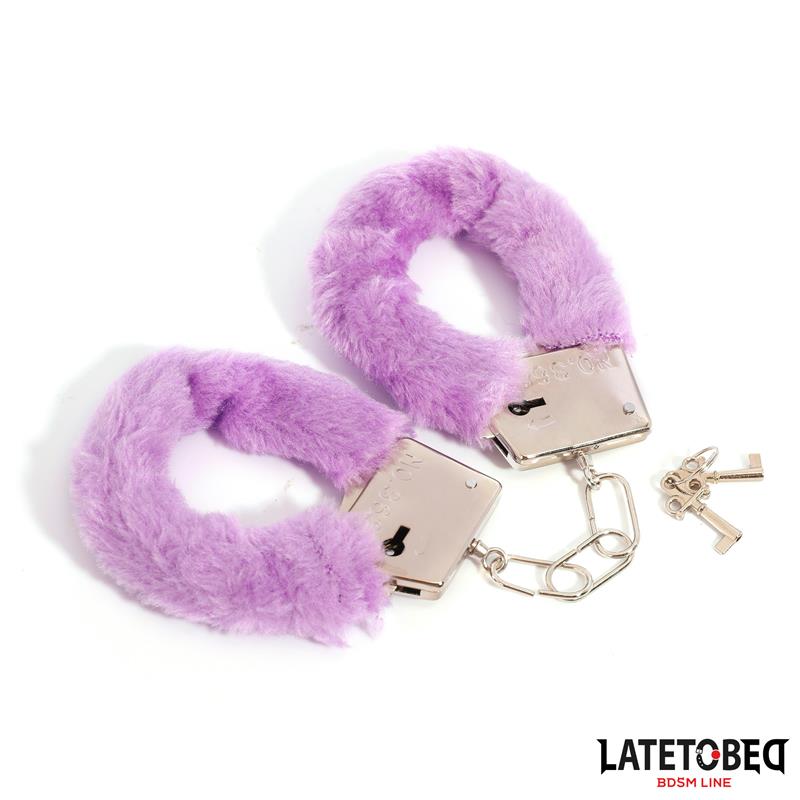 LATETOBED BDSM LINE - ESPOSAS DE METAL FURRY DE PELO PÚRPURA