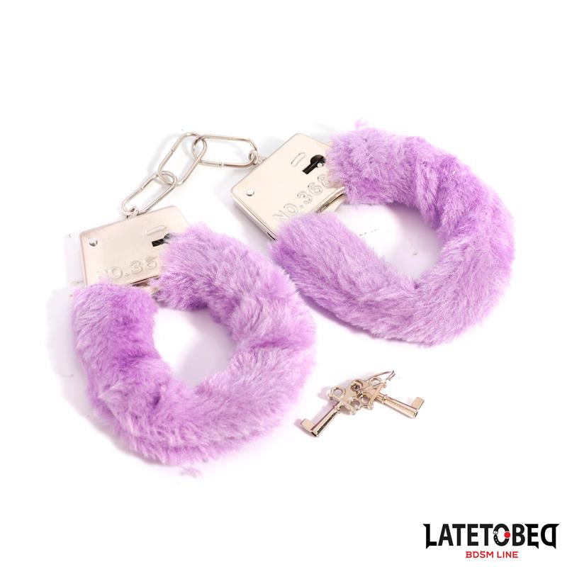 LATETOBED BDSM LINE - ESPOSAS DE METAL FURRY DE PELO PÚRPURA