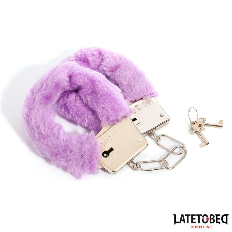 LATETOBED BDSM LINE - ESPOSAS DE METAL FURRY DE PELO PÚRPURA