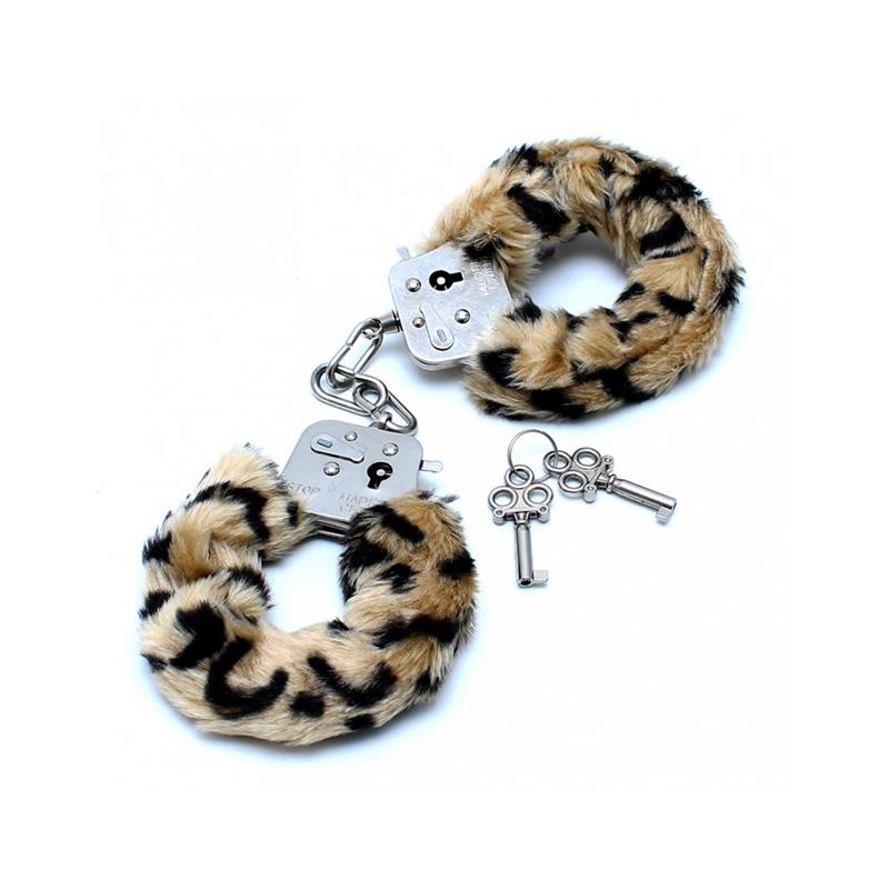 BONDAGE PLAY - ESPOSAS METÁLICAS CON PELO LEOPARDO