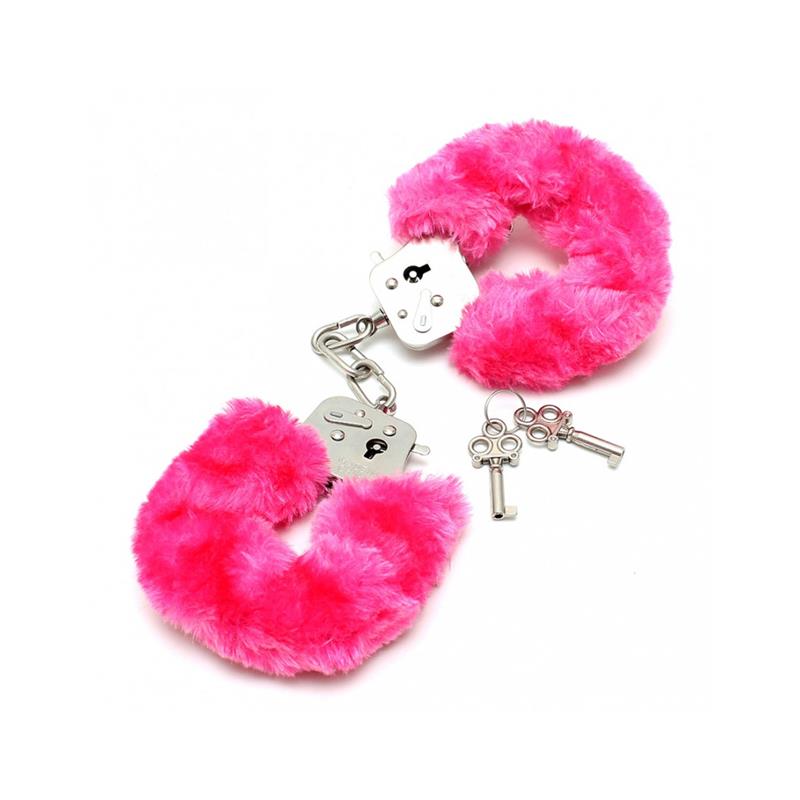 BONDAGE PLAY - ESPOSAS METÁLICAS CON PELO ROSA