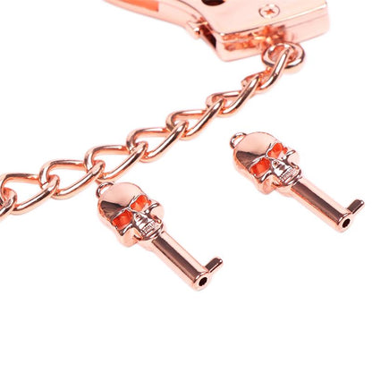 LATETOBED BDSM LINE - ESPOSAS ORO ROSA CON LLAVES DE CALAVERA