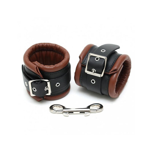 BONDAGE PLAY - ESPOSAS PARA PIES CUERO NEGRO Y MARRÓN 7CM