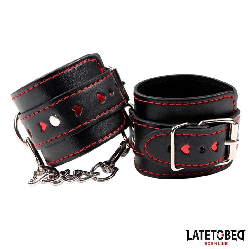LATETOBED BDSM LINE - ESPOSAS PARA TOBILLOS CON CADENA Y CORAZONES