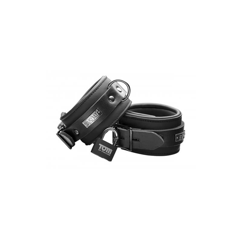 TOM OF FINLAND - ESPOSAS PARA TOBILLOS CON CANDADO DE NEOPRENO NEGRO