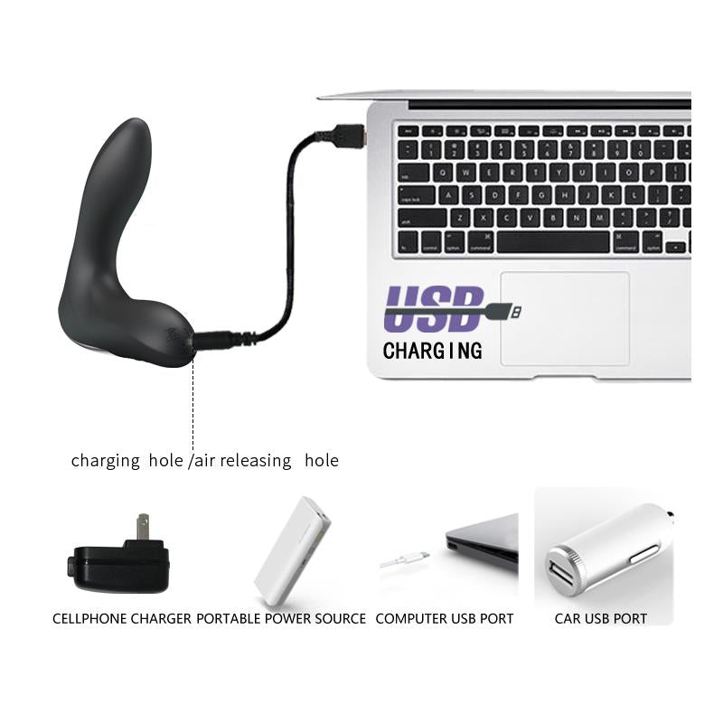 PRETTYLOVE - ESTIMLADOR ANAL INFLABLE LEONARD SILICONA USB NEGRO