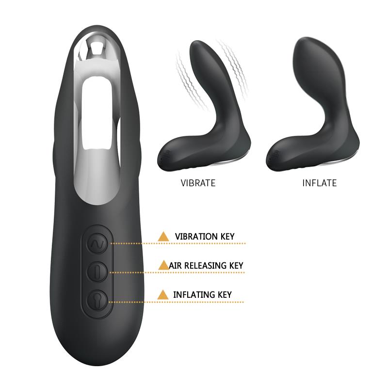 PRETTYLOVE - ESTIMLADOR ANAL INFLABLE LEONARD SILICONA USB NEGRO