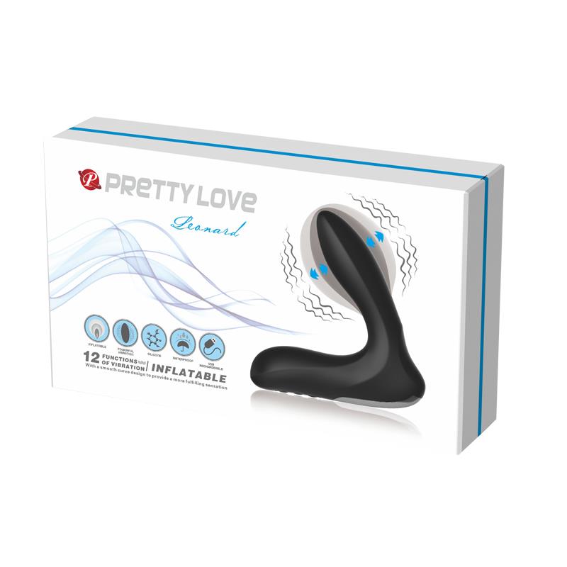 PRETTYLOVE - ESTIMLADOR ANAL INFLABLE LEONARD SILICONA USB NEGRO