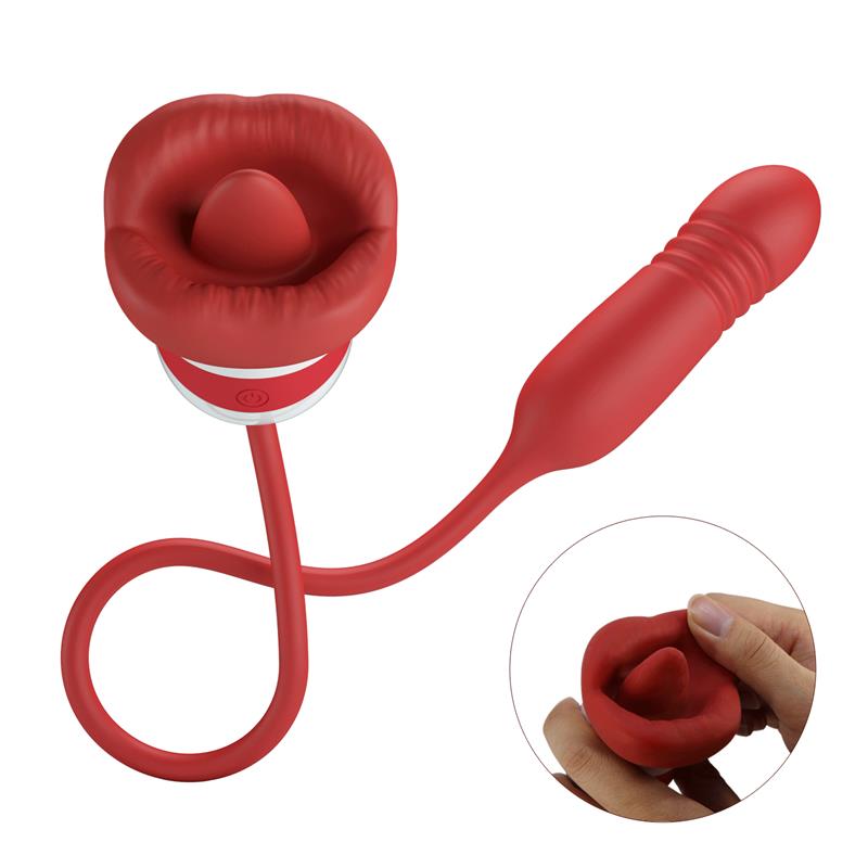 PRETTYLOVE - ESTIMULADOR DE BOCA LAMETEO Y BALA VIBRADORA CON THRUSTING ASHLYN