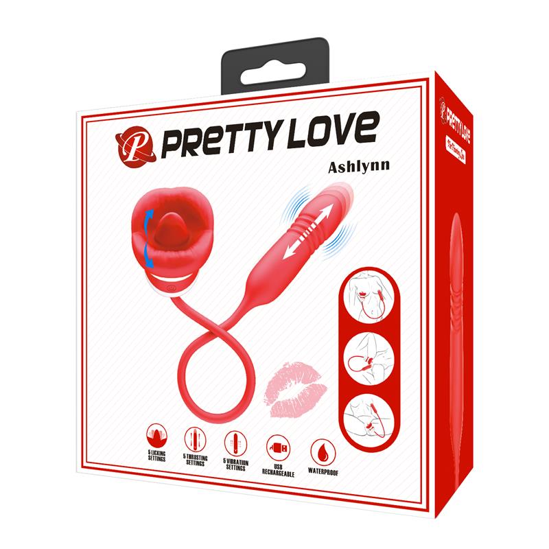 PRETTYLOVE - ESTIMULADOR DE BOCA LAMETEO Y BALA VIBRADORA CON THRUSTING ASHLYN