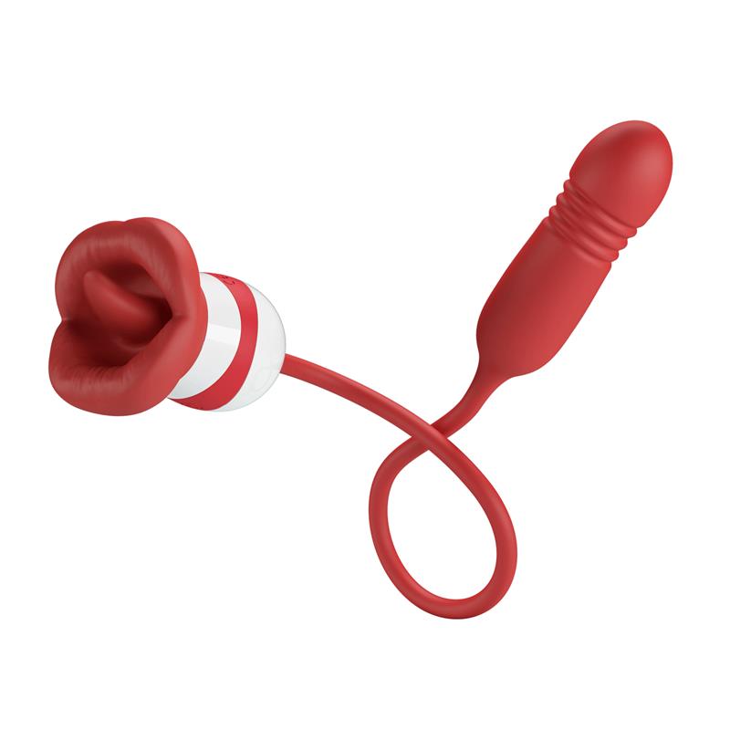 PRETTYLOVE - ESTIMULADOR DE BOCA LAMETEO Y BALA VIBRADORA CON THRUSTING ASHLYN