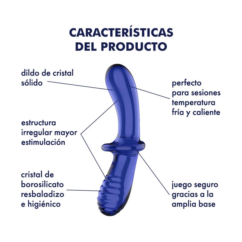 SATISFYER - ESTIMULADOR DE CRISTAL DOUBLE CRYSTAL HOT AND COLD AZUL